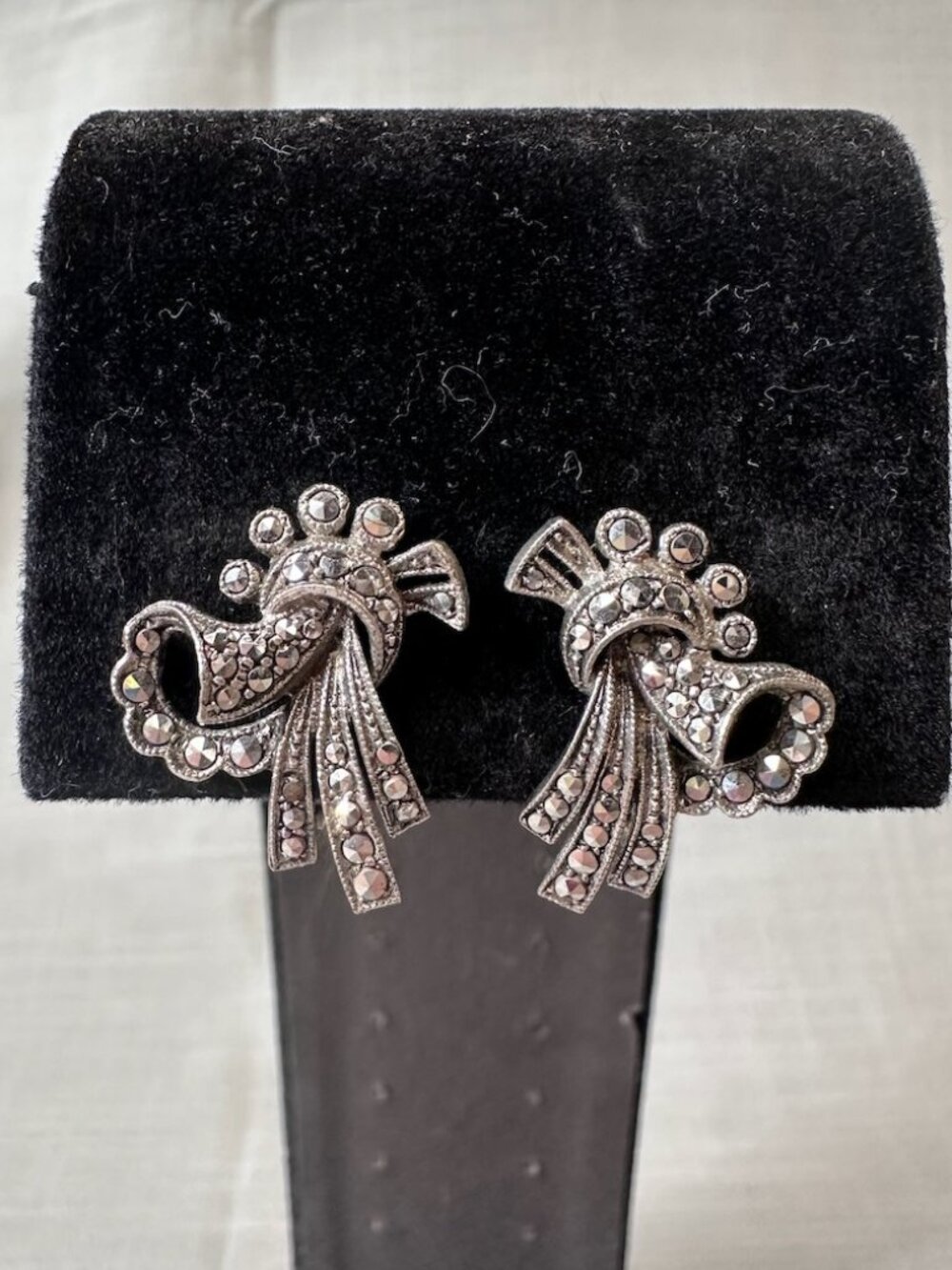 Vintage Germany Sterling and Marcasite Clip On Earrings